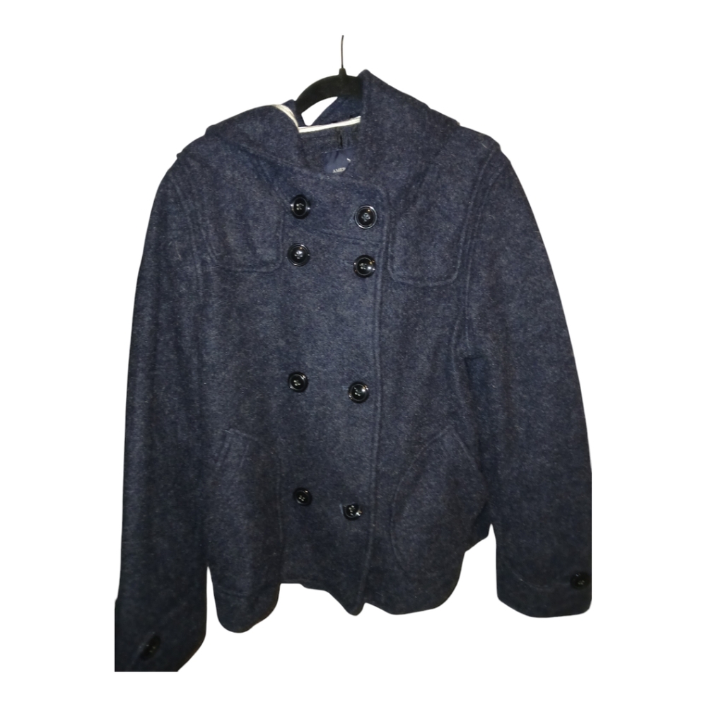 American Eagle Outfitters charcoal peacoat with hood X L wool blend